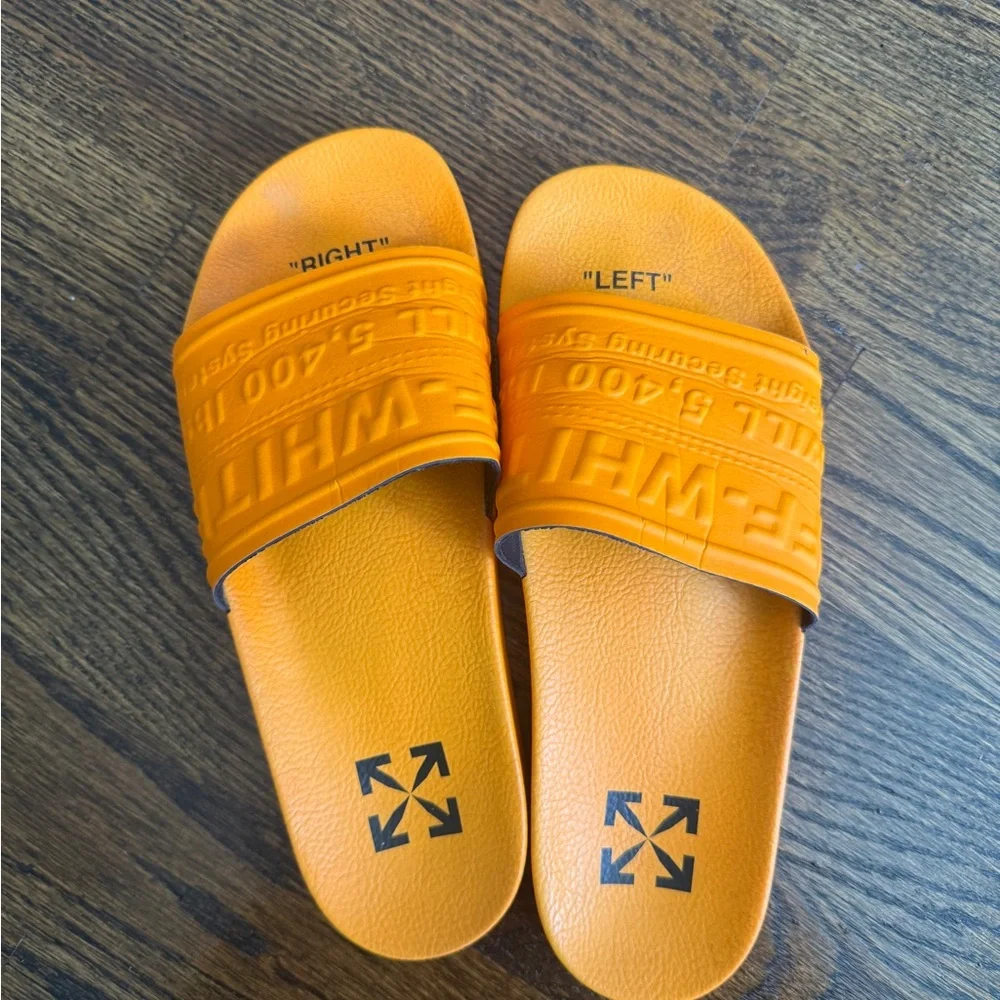 Off-White Logo Pool Slider Sandals orange size 41